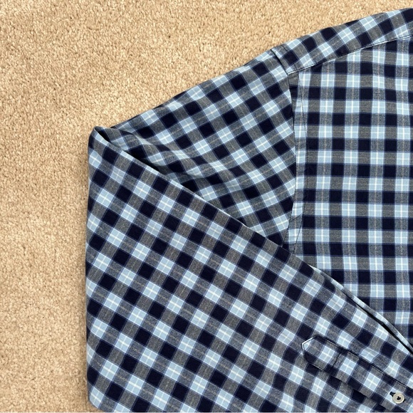 UNTUCKit Shirt Large Blue Check Button Up Cotton Business Casual Preppy Men - Picture 2 of 13